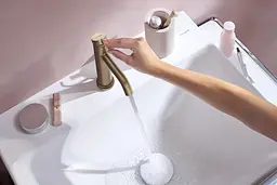 Змішувач для умивальника Hansgrohe Tecturis S CoolStart EcoSmart+ з тягою Pop-up brushed bronze 73314140 - мініатюра 2
