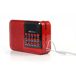 Радіоприймач з FM радіо на акумуляторі, переносний приймач червоний USB MicroSD BKK S61 - мініатюра 4