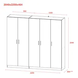 Шафа для одягу комплект Промо Сірий 2+3 ДСП 225х48х204 (80737767) - мініатюра 7