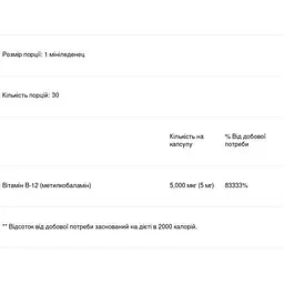 Вітамін В12 Puritan's Pride Methylcobalamin 5.000 мкг 30 мінільодяників - мініатюра 2