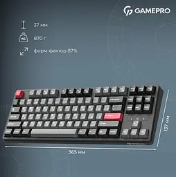 Механічна ігрова клавіатура GamePro MK-285-BK Asgard Ragnar Keychron Super Red Switch Bluetooth 5.2/2.4 ГГц/USB Black - мініатюра 14