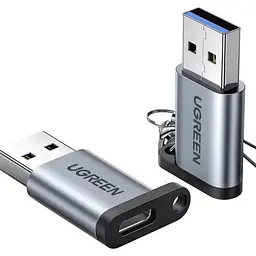 Адаптер Ugreen US276 USB3.0 to Type-C з карабіном Space Grey Сірий