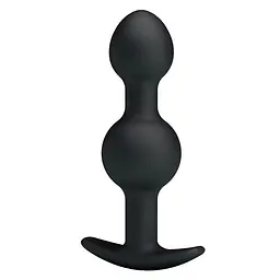 Анальна пробка зі зміщеннями центрів ваги Pretty Love silicone Anal balls Black, 10,4х2.2-2.6 см, чорний
