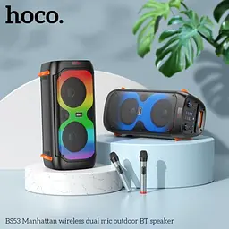 Акустична система HOCO BS53 Manhattan wireless dual mic outdoor BTspeaker чорний - мініатюра 3