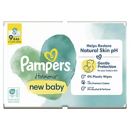 Набір дитячі вологі серветки Pampers Harmonie New Baby Aloe Vera 414 шт. (9 уп. по 46 шт.) - мініатюра 2