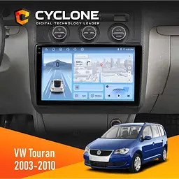 Штатна магнітола Volkswagen Touran 2003-2010 Black Climate Cyclone C10-012 4x64 DSP 4G Cyclone (НФ-00005339)