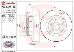 Диск гальмівний невентильований Chrysler 300c, Dodge Charger VII 04-25р Brembo (08.A403.11)