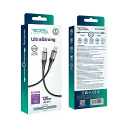 Кабель USB Ridea UltraStrong Type-C на Type-C 60W 1.2м чорний (RC-US42)