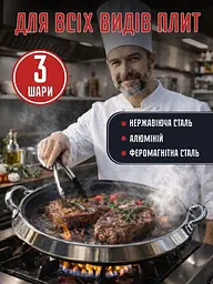 Велика неіржавка сталева сковорода з кришкою - мініатюра 2