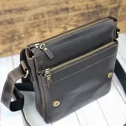 Чоловіча повсякденна шкіряна сумка GS коричнева 28*24*7 см (АУ 002 кор) 240 - мініатюра 5