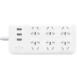 Мережевий фільтр-подовжувач XiaomiXiaomi Power Strip (6 розеток + 3 USB port) White (CX86-1QM) (NRB4025CN) - мініатюра 2