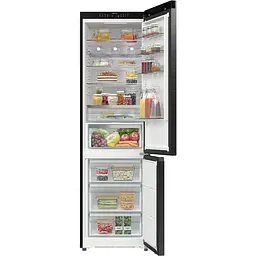 Холодильник Gorenje з нижн. мороз. камерою, 203х66х60см, 2 двері, 257(121)л, А+, NF+, Зона св-ті, Інвертор, Внутр. Дисп, Wi-Fi, Чорний - мініатюра 3