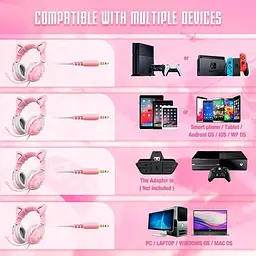 Навушники Onikuma X11 Gaming CAT with LED ігрові з вушками котячими фіолетові - мініатюра 8
