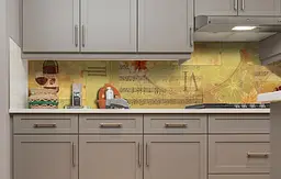 Вініловий кухонний фартух Ноти наклейка для кухні ПВХ вино Абстракція Бежевий Happy Pocket Z181713 - мініатюра 4
