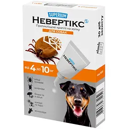 СУПЕРІУМ Невертикс, протикліщові краплі на холку для собак, 4-10 кг