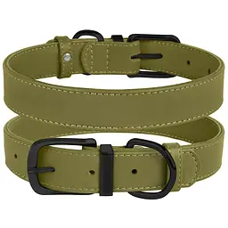 Нашийник для собак BronzeDog Premium шкіряний оливковий 2.5х30-39 см 42045/T