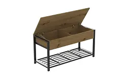 Банкетка з ящиком Ferrum-decor Дрейк 2 550x1200x400 метал Чорний ДСП Дуб Артізан 16 мм (FRD-103071) - мініатюра 5