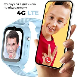 Дитячий смарт-годинник JETIX G99 зі змінним корпусом, GPS, 4G Відеодзвінком і вологозахистом (Black) Блакитний - мініатюра 4