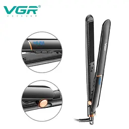 Плойка-випрямляч для волосся VGR V-519S з LED-дисплеєм та керамічним покриттям Чорний 70 Вт - мініатюра 6