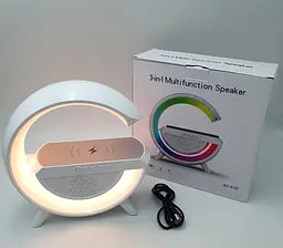 Настільна смарт лампа акумуляторна RGB нічник 3-in-1 з бездротовою зарядкою 15W та Bluetooth колонкою 5W Multifunktion Speaker UKC AS-K10 біла - мініатюра 3