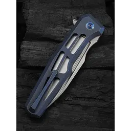 Ніж складаний туристичний Weknife Dressytak (8.6 см) Bohler M390 / Titanium синій - мініатюра 11