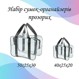 Універсальний набір із 2-х прозорих сумок-органайзерів (M + L) для пологового будинку та зберігання речей LoveYouHome - мініатюра 5