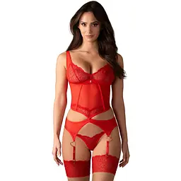 Еротичний комплект Obsessive Cupide Desir L/XL червоний
