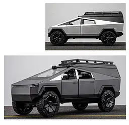 Колекційна металева модель електричного пікапа АвтоЕксперт Tesla Cybertruck Camping з інерцією, світлом та звуком 1:24 - мініатюра 5