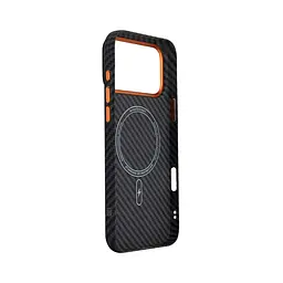 Карбоновый чехол для Apple iPhone 17 Pro Max, LikeCarbon2 SE MagCase, черный, тонкий защитный чехол-панель из поликарбоната с магнитами N52, MagSafe, противоударный, совместим с беспроводной зарядкой, приподнятые края для защиты камеры - мініатюра 4