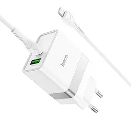 Адаптер мережевий HOCO Type-C to Lightning Cable Extension speed charger set N21 |1USB/1Type-C, PD/QC, 3A/30W| - мініатюра 3