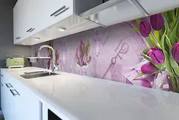 Кухонний фартух Час Тюльпанів вінілова наклейка ПВХ квіти рожевий 60х300 см Happy Pocket Z180739 - мініатюра 6