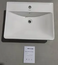 Умивальник меблевий Mixxus Premium Style-1501 600x480x190 мм з отвором під змішувач і переливом MP6498, Білий - мініатюра 3