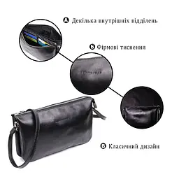 Розкішний жіночий клатч із натуральної шкіри Grande Pelle 11657 чорний - мініатюра 4