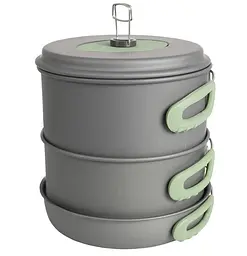 Набір посуду Bo-Camp Explorer XL 4 Pieces Hard Anodized Grey/Green (2200249) (DAS302116) - мініатюра 12