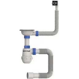 Сифон MIXXUS для кухні з нерж.сіткою, гнучкий перелив SK-02-A 3 1/2"x40