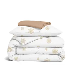 Дитяча постільна білизна фланель Cosas SNOWFLAKES GOLD CS2 110х140см (Flannel_SnowflakesGold_El80-12Caramel_140)