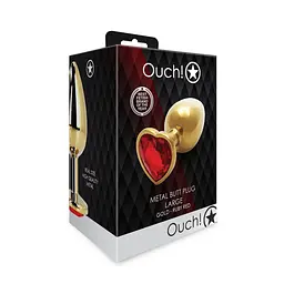 Анальна пробка Ouch! Heart Gem Butt Plug L, 8.1 см (золотистий) - мініатюра 8