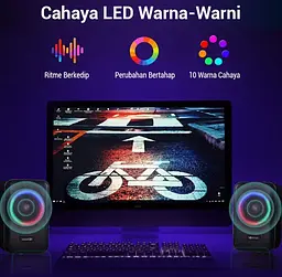Компьютерные колонки Kisonli X20 Bluetooth, 20W, USB, RGB light, Black - мініатюра 8