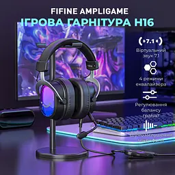 Ігрові навушники Fifine H16 RGB 7.1 Black [161113] - мініатюра 4