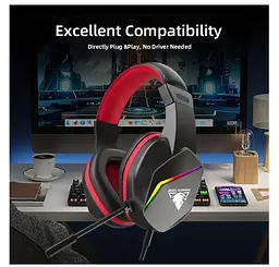 Ігрові навушники з мікрофоном Jedel GH269 RGB 7.1 Channel Balck-Red - мініатюра 2