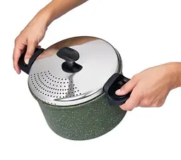 Каструля з кришкою для зливання TVS Natura Induction 22 см (BS036222910001C) - мініатюра 2