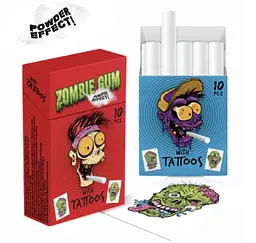 Жевательные резинки Zombie Gum Bubble With Tattoos Gumy Owocowe Z Efektem Dymu 10шт 35г