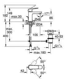 Змішувач для умивальника S-розміру Grohe Cubeo 1016942430 Чорний матовий - мініатюра 5