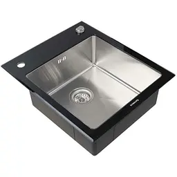 Кухонна мийка Platinum HANDMADE BLACK GLASS (SP000034803)