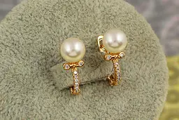 Сережки Xuping Jewelry чупік з перлиною 1,6 см золотисті