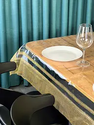 Скатертина силіконова із золотою стразовою стрічкою подвійною 290х160 см - мініатюра 7