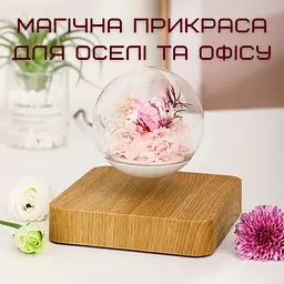 Магнітний левітуючий нічник ширяє квітка троянда led світильник у кулі обертається HCNT teh0032269 - мініатюра 2