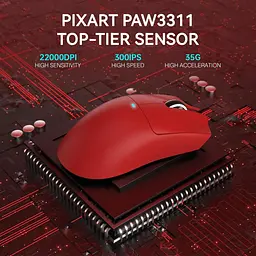 Миша бездротова ігрова Attack Shark X11 PAW3311 22000 DPI 2,4G+Bluetooth Red - мініатюра 2