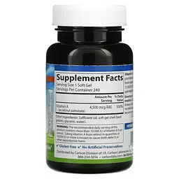 Вітамін А Carlson Vitamin A 15000 МО 240 гелевих капсул - мініатюра 2