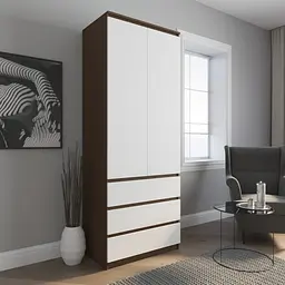 Шафа для одягу Vays R-9, 3 шухляди, штанга, без ручок, ЛДСП, 80×50×211 см – для спальні, вітальні, передпокою - мініатюра 8